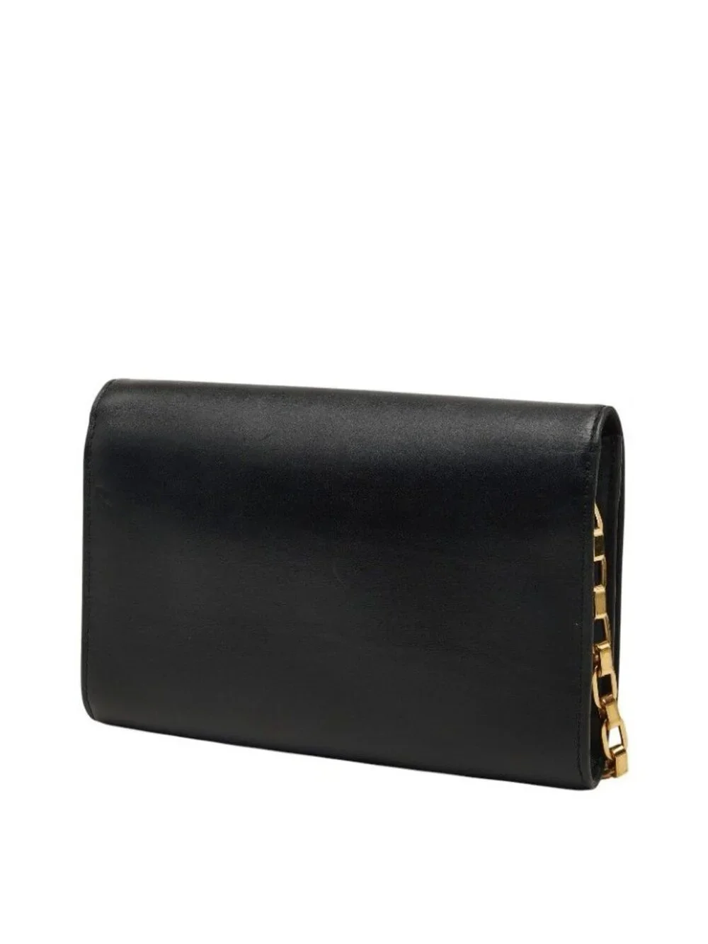 Louis Vuitton Pochette e MM Chain Shoulder Bag Black Leather